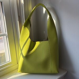 Anthropologie Lime Green Faux Leather Slouchy Hobo Tote – New With Tags